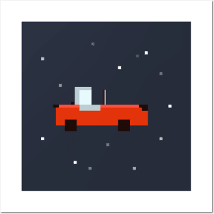 tesla roadster pixel Posters and Art